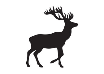 isolated black silhouette of a deer collection, deer silhouette vector.