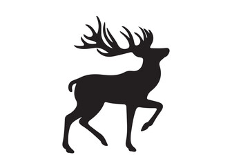 isolated black silhouette of a deer collection, deer silhouette vector.