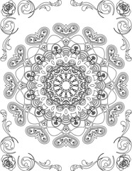 Printable Mandala Coloring Page for Adults. Educational Resources for School for Kids. Adults Coloring Book. Mandala Coloring Activity Worksheet.