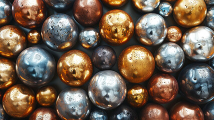 Multicolored background illustration in the form of balls made of metals,Generated by AI