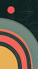 Colorful concentric semi-circles with textures