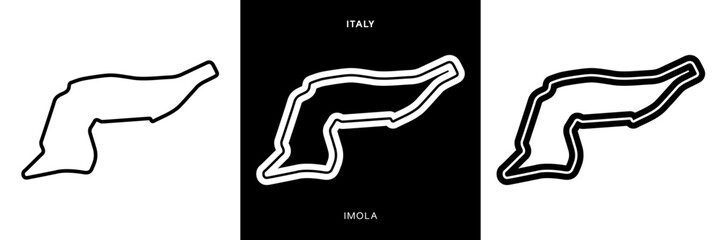 Imola Circuit Vector. Imola Emilia Romagna Italy Circuit Race Track Illustration with Editable Stroke. Stock Vector.

