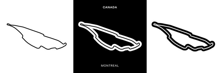 Canada Circuit Vector. Montreal Canada Circuit Race Track Illustration with Editable Stroke. Stock Vector.
