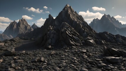 Fototapeta premium Texture of black rock. backdrop of stones. ancient, worn mountain top. AI generative.