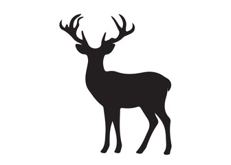 isolated black silhouette of a deer collection, deer silhouette vector.