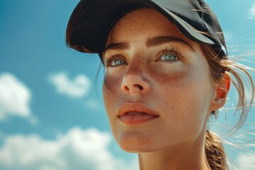 Fototapeta premium A professional female athlete in a sports cap