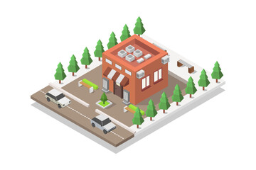 Isometric barber shop