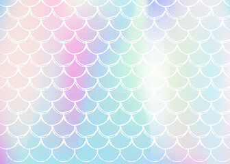 Gradient mermaid background with holographic scales. Bright color transitions. Fish tail banner and invitation. Underwater and sea pattern for girlie party. Vibrant backdrop with gradient mermaid.