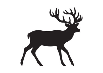 Obraz premium isolated black silhouette of a deer collection, deer silhouette vector.