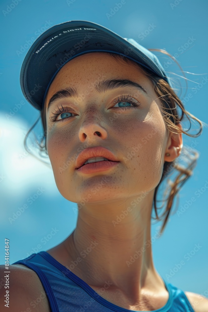 Sticker A professional female athlete in a sports cap