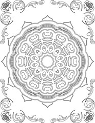 Printable Mandala Coloring Page for Adults. Educational Resources for School for Kids. Adults Coloring Book. Mandala Coloring Activity Worksheet.