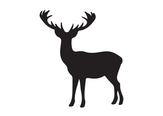 isolated black silhouette of a deer collection, deer silhouette vector.