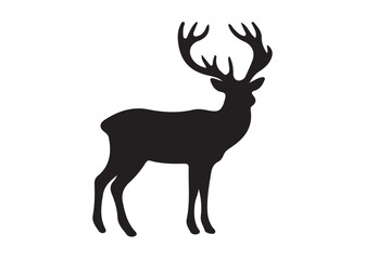isolated black silhouette of a deer collection, deer silhouette vector.