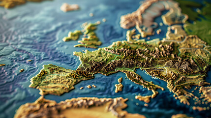 Close Up of Europe Map