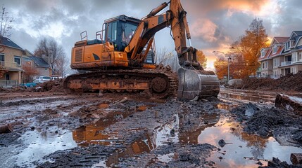 Under Construction, Building Repair Work, Worker At Work.