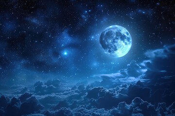 Obraz premium Night sky with clouds and moon.