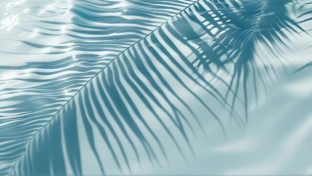 Abstract Tropical Palm Leaf Shadow Animation on Water Surface. Seamless Looping Animation Background for Artistic Projects.