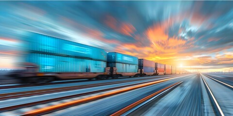 Importance of railway transport in moving containers for commerce across long distances. Concept Logistics, Transportation, Supply Chain, Commerce, E-commerce