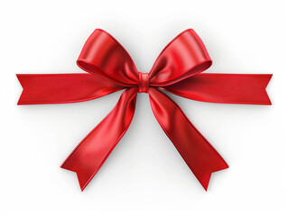 Elegant red satin bow isolated on white graphic resources