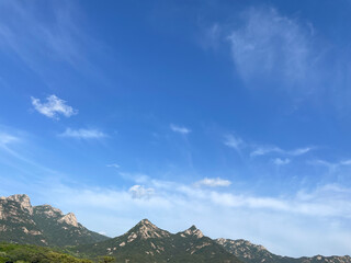 Obraz premium Blue sky background, Bukaksan Mountain