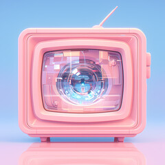 Stylish, Cute TV with Glass Screen in Rendered Illustration
