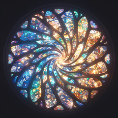 Elegant Cathedral Stained Glass Window in Close-up - High Resolution Image for Marketing or Decoration