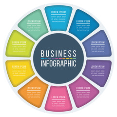Infographic circle design 10 Steps, objects, elements or options business information