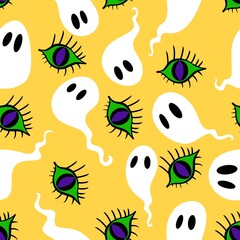 Halloween ghost seamless cartoon pattern for wrapping paper and fabrics