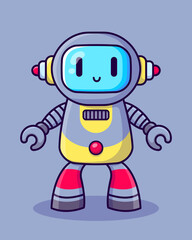 Cute cartoon robot. Artificial Intelligence. Robot assistant. Vector illustration