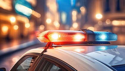 police car on the street close up