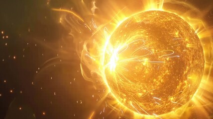 fusion process in the sun, with hydrogen atoms combining to form helium