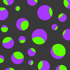 Purple and green circles design on dark gray background