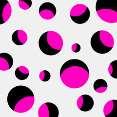 Pink and black circles design on light gray background
