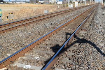 Naklejka premium 常磐線の鉄道線路 茨城県