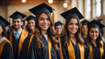 Happiness Spain woman in university graduate. Ai Generative.