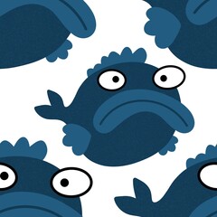 Cartoon sea animals seamless fish pattern for wrapping paper and fabrics