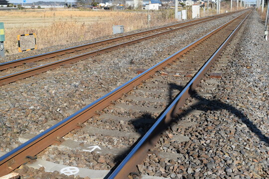 常磐線の鉄道線路 茨城県