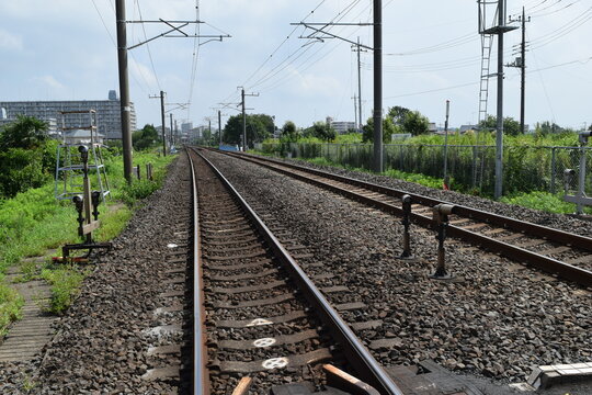 常磐線の鉄道線路 茨城県