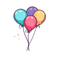Naklejka premium Cartoon Style Painting Draw of Balloon Logo Illustration Birthday Balloon Logo White Background