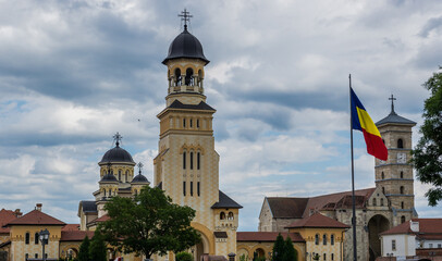 Alba Carolina Fortress in Alba Iulia, vew with Romanian Orthodox Coronation Cathedral and Cathedral...