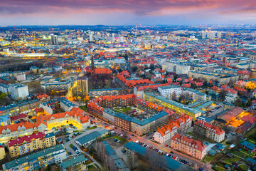 Fototapeta premium Panoramic view from the drone on the city Katowice. Poland
