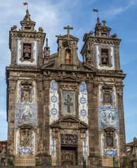 Facade of Church of St Ildefonso of Toledo on Batalha Square in Porto, Portugal