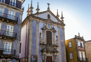 Fototapeta premium Facade of Church of St Nicholas in Porto city, Portugal