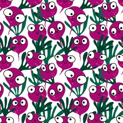 Cartoon summer vegetable print seamless radish pattern for fabrics and linens