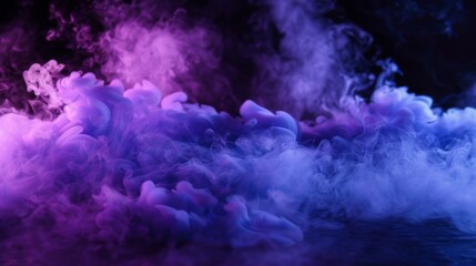 Ground purple fog background, 3d rendering. Smoke cloud scene neon light. Spooky dark magic haze. Panoramic view of the abstract fog.