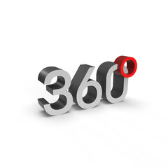 3d rendering 360 degrees. 360 degree concept on white background