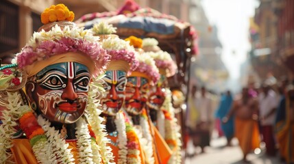 Illustration of a charioteer wearing traditional Jagannath Rath Yatra attire. Ai generated