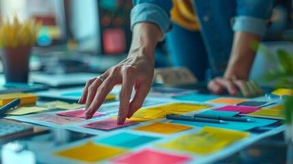Sticky Notes Strategically Placed on Table Enhance Workflow