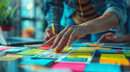 Fototapeta premium Organization and Collaboration with Colorful Sticky Notes
