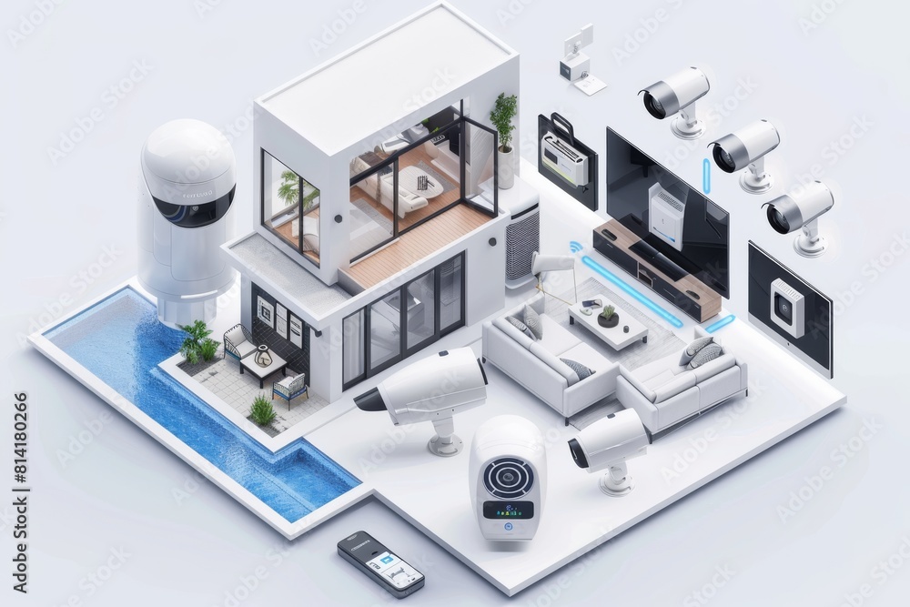 Aufkleber safeguarding intelligent technology for remote monitoring, cybersecurity camera system, smart alarm 